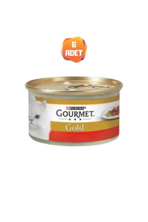 Gourmet Gold Parça Etli ve Soslu Sığır Etli Kedi Konserve Maması 85 Gr x 6 Adet