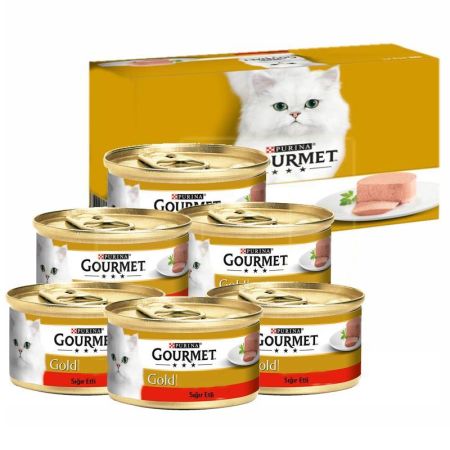 Gourmet Gold Kıyılmış Sığır Etli Yetişkin Konserve Kedi Maması 6x85 Gr Paket