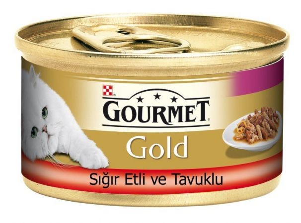 Gourmet Gold Sığır Etli ve Tavuklu Yetişkin Kedi Konservesi 85 gr