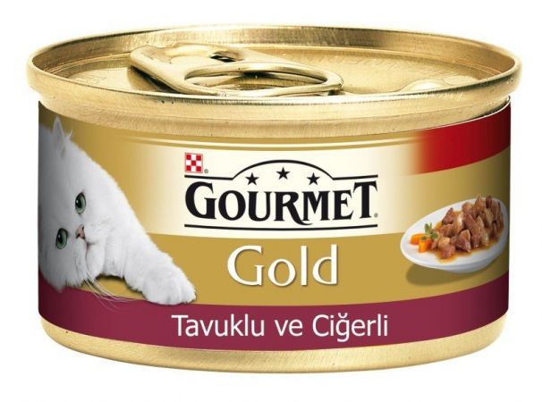Gourmet Gold Tavuk ve Ciğerli Yetişkin Konserve Kedi Maması 85 Gr