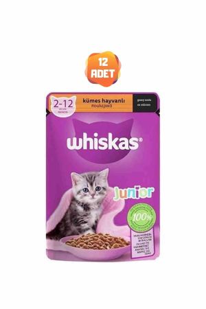 Whiskas Kümes Hayvanlı Gravy Soslu Yavru Kedi Konserve Maması 85 Gr x 12 Adet