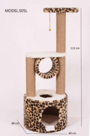 Cat Hause S05 Yuvalı Katlı Kedi Tırmalama Leopar 112 Cm