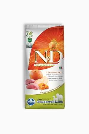 N&D Pumpkin Tahılsız Balkabaklı Yaban Domuzu Etli ve Elmalı 12 Kg Medium Maxi Yetişkin Kuru Köpek Maması