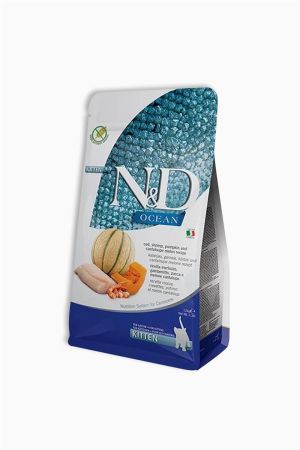 N&D Ocean Tahılsız Morina Balıklı Bal Kabaklı Karidesli Kavunlu Yavru Kedi Maması 1,5 kg