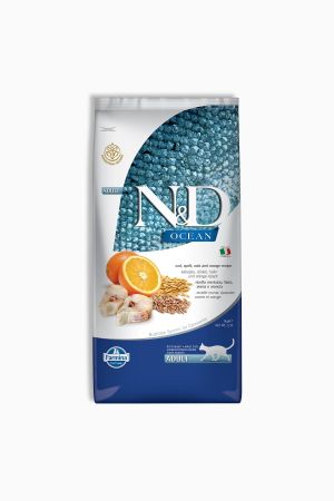N&D Ocean Morina Balığı, Kılçıksız Buğday, Yulaf & Portakal Yetişkin 5 Kg