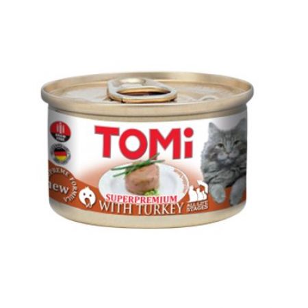 Tomi Kıyılmış Hindili Tahılsız Kedi Konservesi 85 Gr