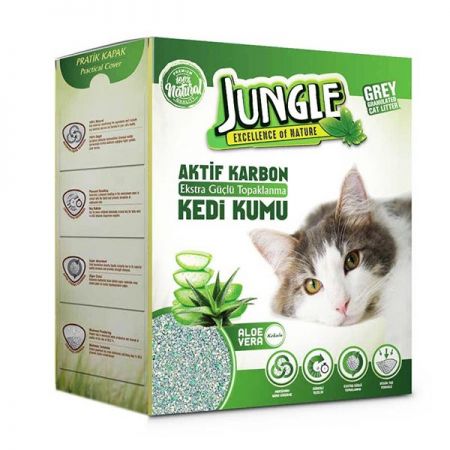 Jungle İnce Taneli Karbonlu ve Aloeveralı Topaklanan Kedi Kumu 6 Lt