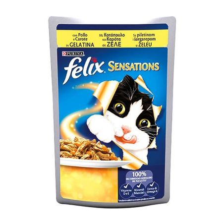 Felix Sensations Tavuklu ve Havuçlu Yaş Kedi Maması 100 Gr