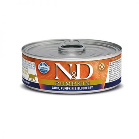 N&D Pumpkin Balkabaklı Kuzu Eti ve Yaban Mersinli Konserve Kedi Maması 70 Gr