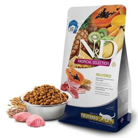 N&D Tropical Selection Kuzu Etli ve Tropikal Meyveli Kısırlaştırılmış Kedi Maması 4+1 Kg