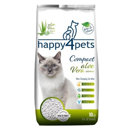 Happy4Pets Aloe Veralı Kedi Kumu İnce Taneli 10lt