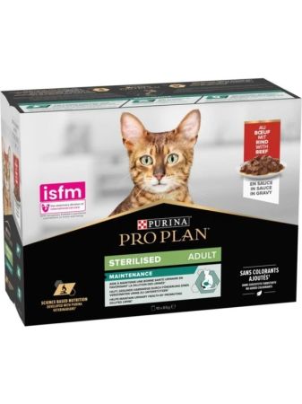 Pro Plan Pouch Sos Içinde Sığır Etli Kısırlaştırılmış Yetişkin Kedi Yaş Maması 10 x 85 gr