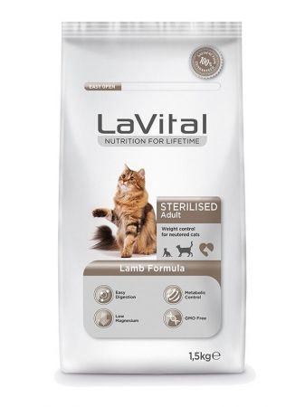 Lavital Sterilised Kuzu Etli Kısırlaştırılmış Kedi Maması 1.5 Kg