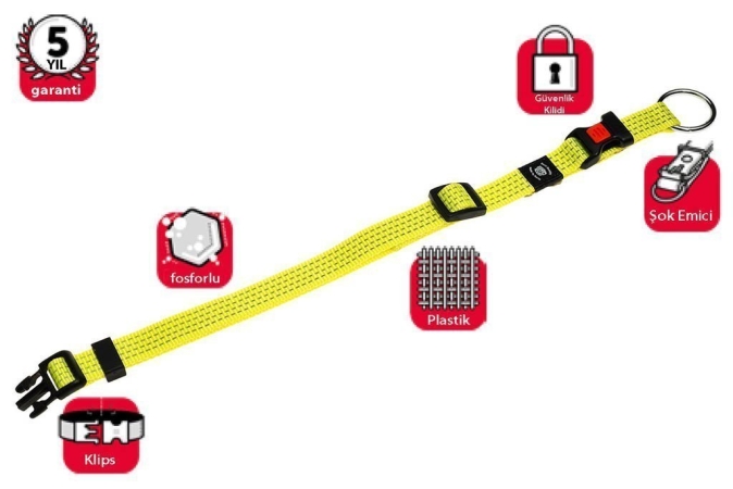 Karlie Kilitli Boyun Tasması  M 40-55  Cm Sarı