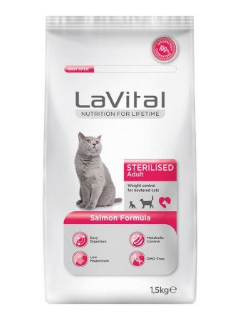 Lavital Sterilised Somonlu Kısırlaştırılmış Kedi Maması 1.5 Kg