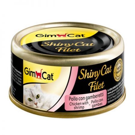 Gimcat Shinycat Kıyılmış Fileto Öğünlük Kedi Konservesi Tavuklu ve Karidesli 70 gr