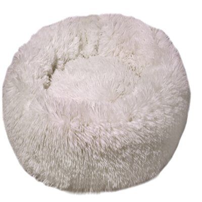 Dubex Ponchik Peluş Yuvarlak Yatak Beyaz X Large 98x11h cm