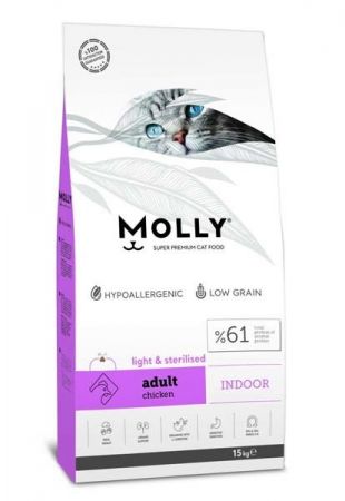 Molly Düşük Tahıllı Hipoalerjenik Tavuklu Kısırlaştırılmış Kedi Maması 15 Kg
