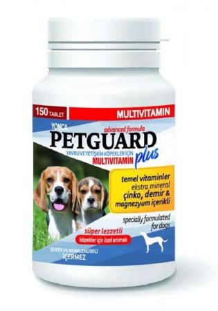 Petguard Köpekler İçin Çinko Demir Magnezyum ve Ekstra Mineralli Multivitamin Tableti 150 Adet