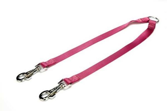 Doggie Dokuma Çift Köpek Gezdirme Tasma Aparatı Medium Mor 2x60-60 Cm