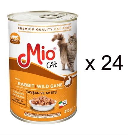 Mio Tavşan ve Av Etli Kedi Konserve Mama 415 g (24 Adet)