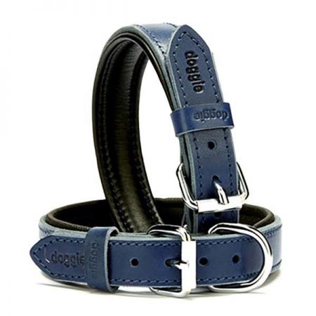 Doggie Fırstclass Köpek Deri Boyun Tasması Medium Mavi 2,5x37-45 Cm