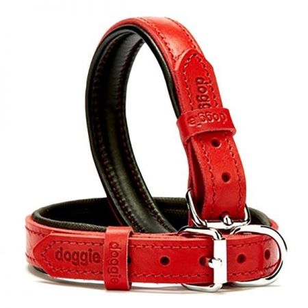 Doggie Fırstclass Köpek Deri Boyun Tasması Medium Kırmızı 2x35-40 Cm
