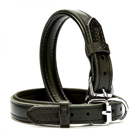 Doggie Fırstclass Köpek Deri Boyun Tasması Medium Siyah 2x35-40 Cm