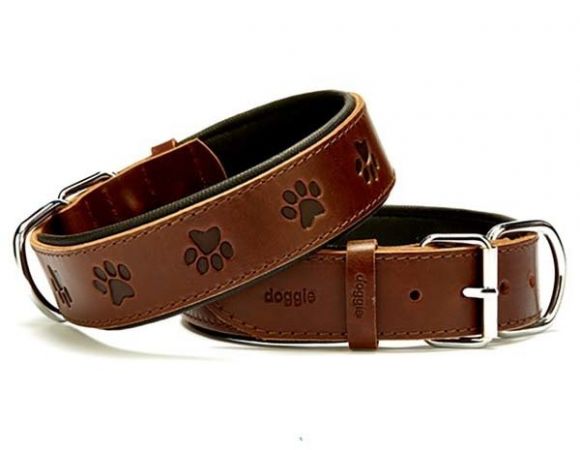 Doggie Comfort Deri Pati Desenli Köpek Boyun Tasması Large Kahverengi 4x57-65 Cm