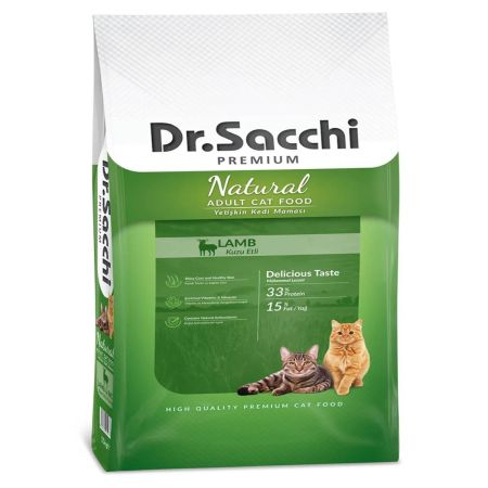 Dr.Sacchi Premium Düşük Tahıllı Kuzu Etli Yetişkin Kedi Maması 1,5 Kg