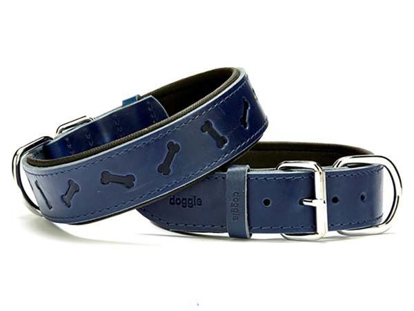 Doggie Comfort Deri Kemik Desenli Köpek Boyun Tasması Small Mavi 4x47-55 Cm