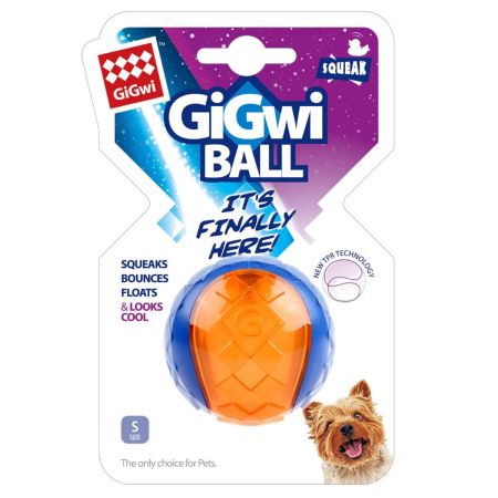 Gigwi Ball Sesli Kauçuk Top Köpek Oyuncağı (S) Turuncu Mavi