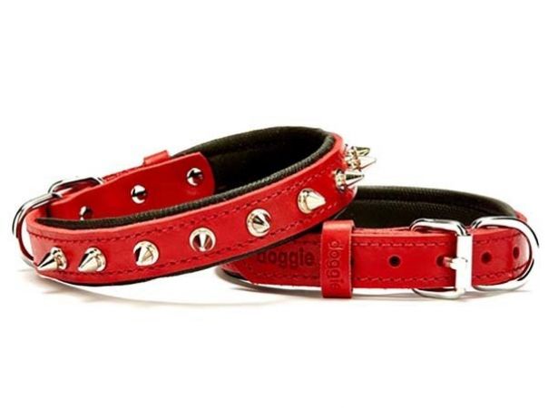 Doggie Comfort Deri Çivili Köpek Boyun Tasması Small Kırmızı 2x30-35 Cm