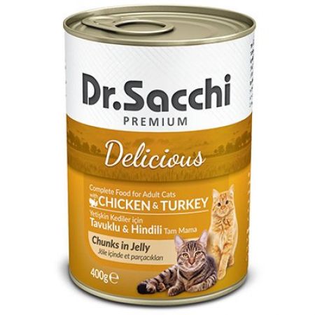 Dr.Sacchi Tavuk ve Hindili Yetişkin Kedi Konservesi 400 Gr
