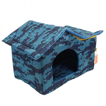 Lavista Çatılı Kedi ve Köpek Evi Mavi Kamuflaj Dış Mekan