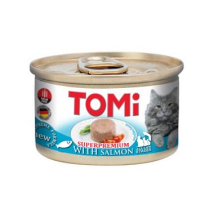 Tomi Kıyılmış Somonlu Tahılsız Yetişkin Konserve Kedi Maması 85 Gr