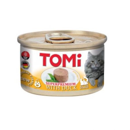 Tomi Kıyılmış Ördekli Tahılsız Yetişkin Kedi Konservesi 85 Gr