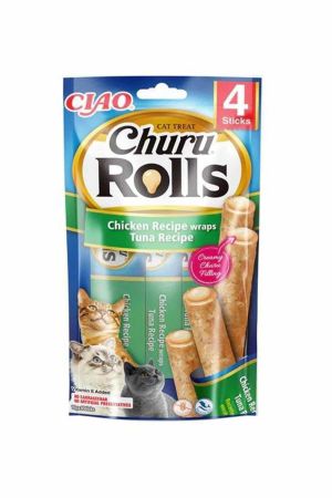 Ciao Churu Rolls Sticks Tavuk Sargılı ve Ton Balıklı Kedi Ödül Maması 4x10 Gr