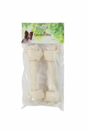 Garden Mix Beyaz Düğümlü Deri Kemik Köpek Ödülü  7-7.5 2 li