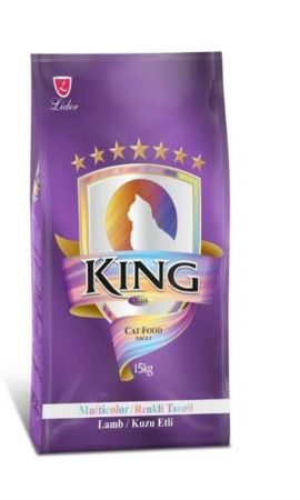 King Multicolor Renkli Taneli Kuzu Etli Yetişkin Kedi Maması 15 Kg