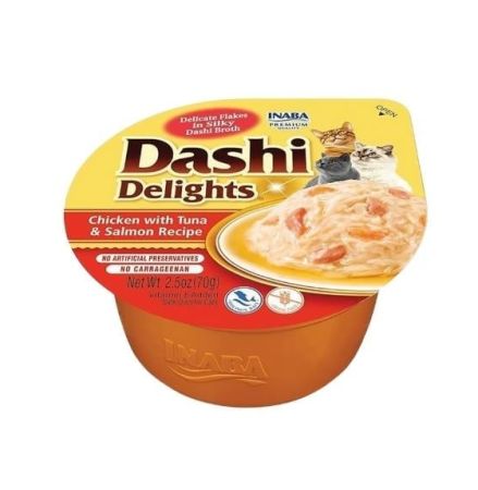 Inaba Ciao Dashi Delights Tavuklu Ton ve Somon Balıklı Kedi Çorbası 6x70 Gr