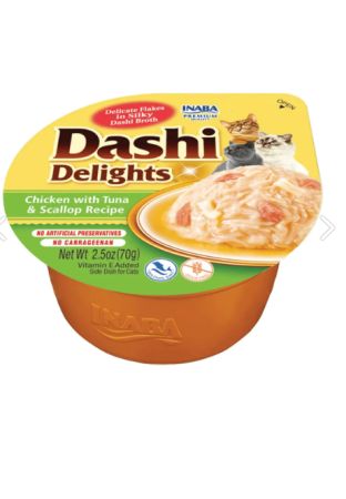 Inaba Ciao Dashi Delights Ton Balıklı Tavuklu ve Deniz Taraklı Kedi Çorbası 6x70 gr