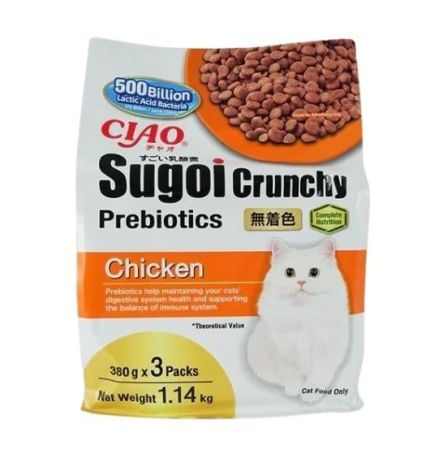 Ciao Sugoi Crunchy Tavuklu Prebiotik Kedi Maması 380 Gr x 3 Paket (1,14 Kg)