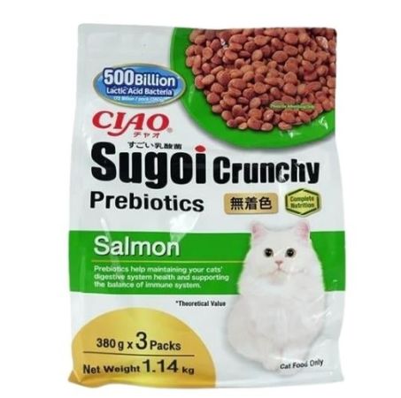 Ciao Sugoi Crunchy Somonlu Prebiotik Kedi Maması 380 Gr x 3 Paket (1,14 Kg)