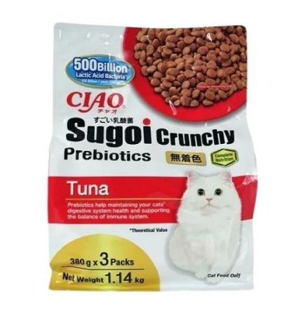 Inaba Ciao Sugoi Crunchy Ton Balıklı Prebiyotik Kedi Maması 380 Gr 3 Adet