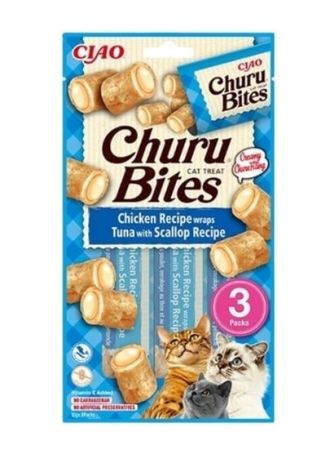 Churu Bites Tavuk Sargılı, Deniz Taraklı Ve Ton Balıklı Kedi Ödül Maması 3x10 Gr.