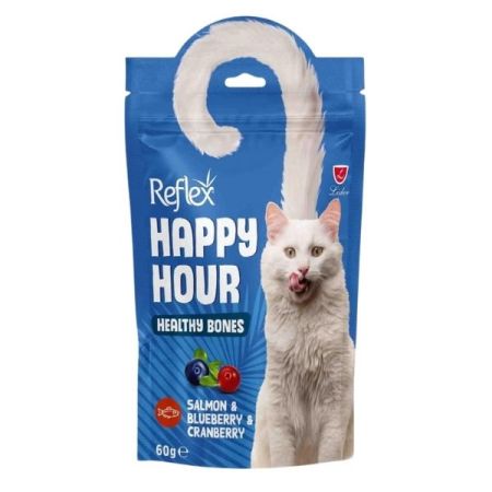 Reflex Happy Hour Somonlu ve Yaban Mersinli Kemik Sağlığı Destekleyici Kedi Ödülü 60 Gr