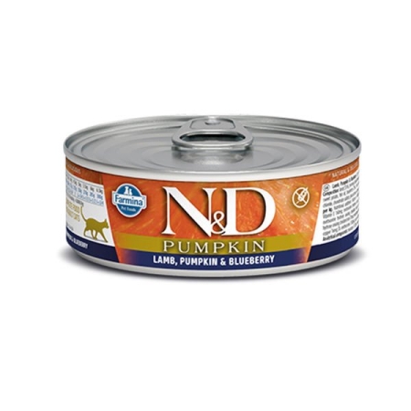 N&D Pumpkin Balkabaklı Kuzu Eti ve Yaban Mersinli Konserve Kedi Maması 70 Gr