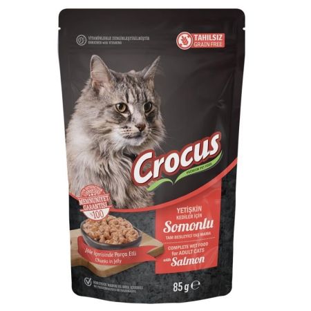 Crocus Pouch Tahılsız Somonlu Jöleli Kedi Yaş Maması 85 Gr