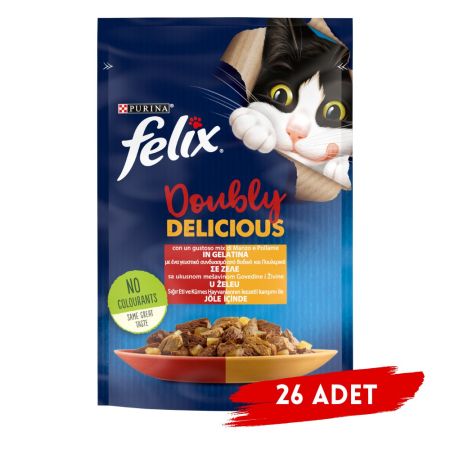 Felix Tavuk Ve Sığır Etli Yaş Kedi Mamas 85 Gr X 26 Adet